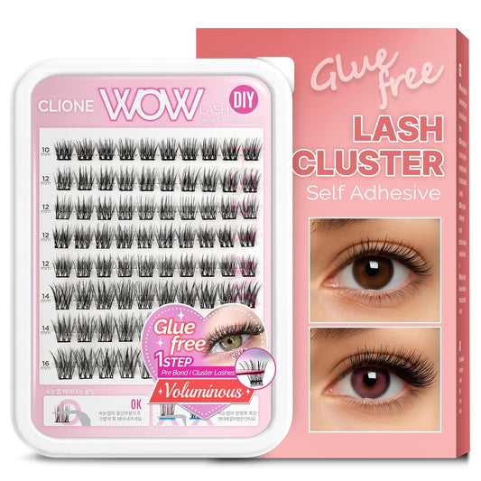 Korean Self Adhesive Lash Clusters Voluminous Look No Glue Press on Pre Bond Lash Clusters Fluffy Self Adhesive False Eyelashes No Glue Needed Reusable Wispy Eyelash Extensions