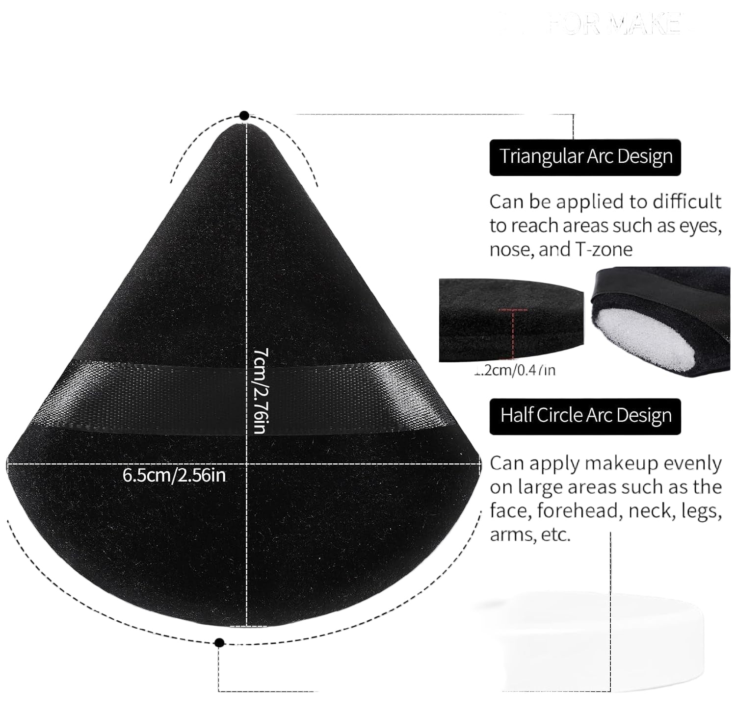 6 Pcs Powder Puff Face Soft Triangle Makeup Puff Velour Makeup Sponge Beauty Blender for Loose Powder (Black)